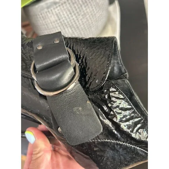 Givenchy Patent Leather Peep Toe Ankle Booties Black Womens Size 7 - Picture 9 of 11